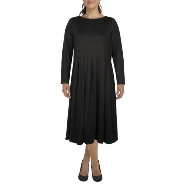 24seven Comfort Apparel Womens Plus Pleated Jersey Midi Dress