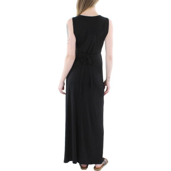 24seven Comfort Apparel Womens Solid V Neck Midi Dress - Image 2