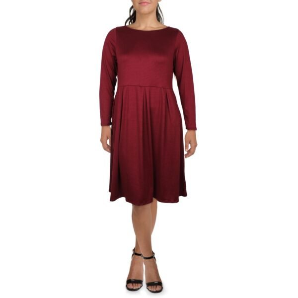 24seven Comfort Apparel Womens Pleated Office Midi Dress - Image 5