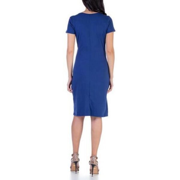 24seven Comfort Apparel Womens Faux Wrap Top Cap Sleeves Midi Dress - Image 2