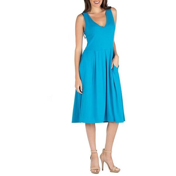 24seven Comfort Apparel Womens Plus Jersey Sleeveless Midi Dress