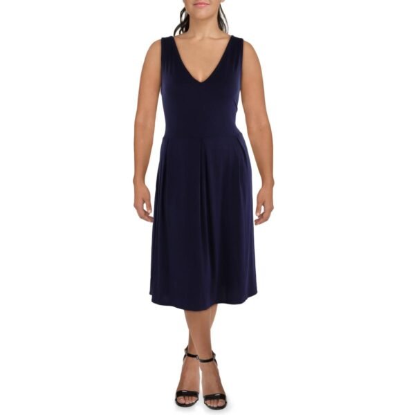 24seven Comfort Apparel Womens V-Neck Sleeveless Midi Dress - Image 5