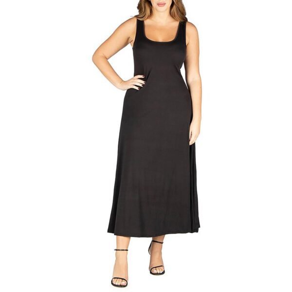 24seven Comfort Apparel Womens Sleeveless Scoop Neck Midi Dress