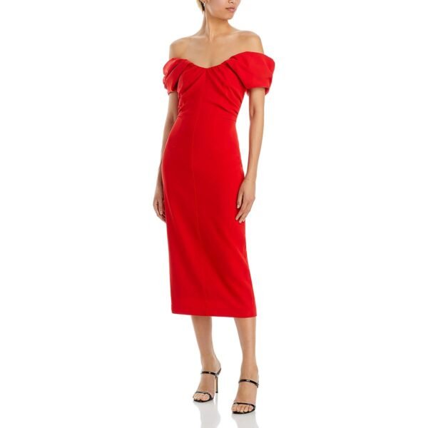 A.L.C. Womens Nora Off-The-Shoulder Special Occasion Midi Dress