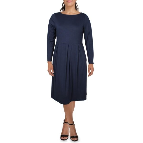 24seven Comfort Apparel Womens Pleated Office Midi Dress - Image 4