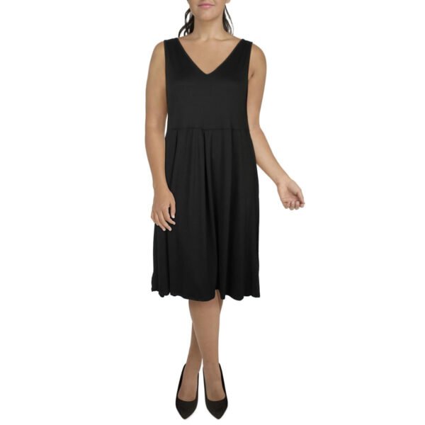 24seven Comfort Apparel Womens V-Neck Sleeveless Midi Dress - Image 2