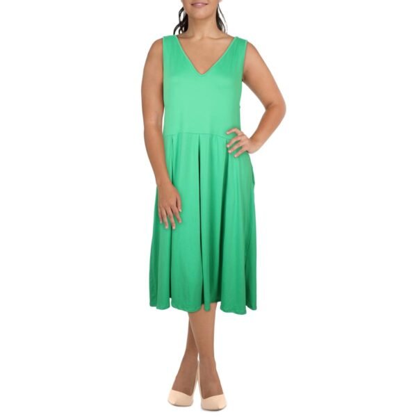 24seven Comfort Apparel Womens V-Neck Sleeveless Midi Dress - Image 4