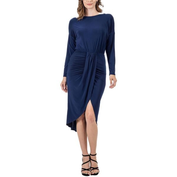 24seven Comfort Apparel Womens Knit Long Sleeves Midi Dress