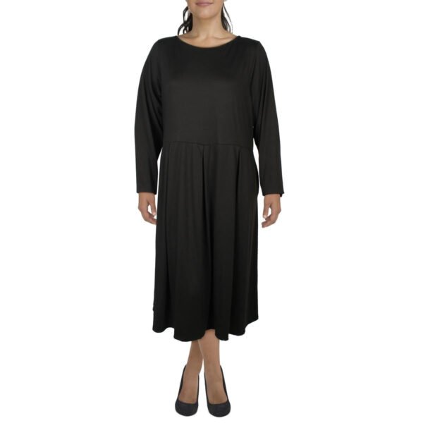 24seven Comfort Apparel Womens Pleated Office Midi Dress - Image 2